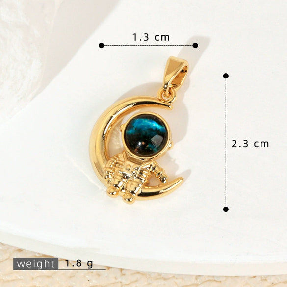 Copper Microinlaid Fantasy Planet Star Sun Moon Constellation Heart Shape Animal Zodiac Electroplated Necklace Pendant