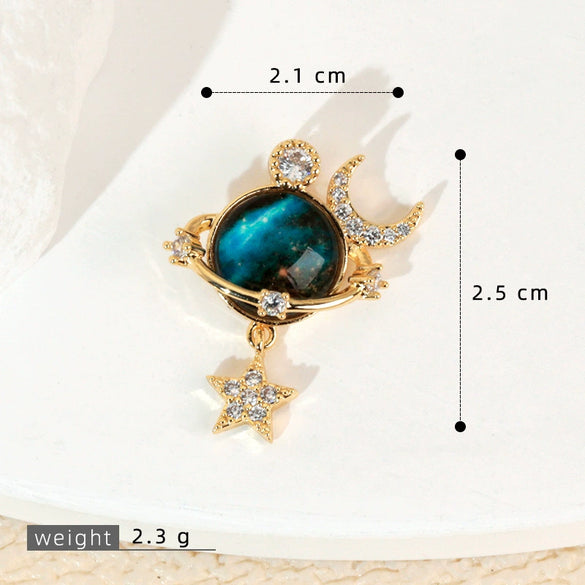Copper Microinlaid Fantasy Planet Star Sun Moon Constellation Heart Shape Animal Zodiac Electroplated Necklace Pendant