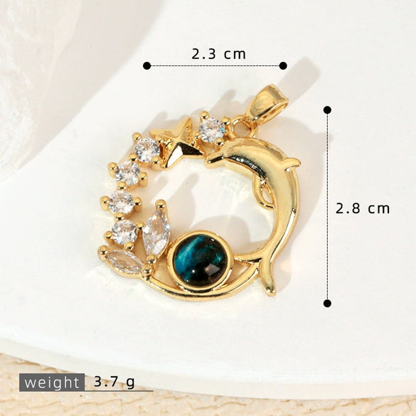 Copper Microinlaid Fantasy Planet Star Sun Moon Constellation Heart Shape Animal Zodiac Electroplated Necklace Pendant