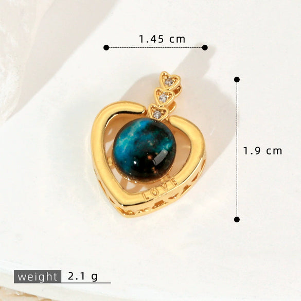 Copper Microinlaid Fantasy Planet Star Sun Moon Constellation Heart Shape Animal Zodiac Electroplated Necklace Pendant