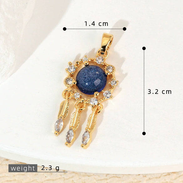 Copper Microinlaid Fantasy Planet Star Sun Moon Constellation Heart Shape Animal Zodiac Electroplated Necklace Pendant