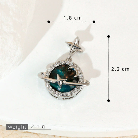 Copper Microinlaid Fantasy Planet Star Sun Moon Constellation Heart Shape Animal Zodiac Electroplated Necklace Pendant