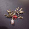 Copper Microinlaid Natural Freshwater Pearl Animalshaped Brooch Highend Craft For Women