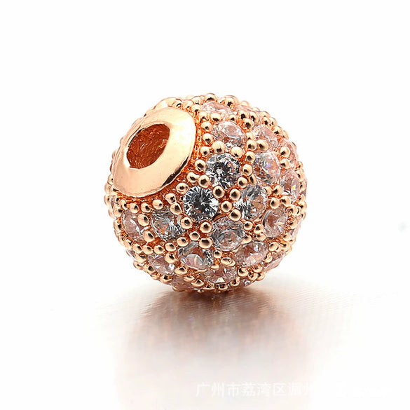 Copper Microinlaid Spherical Beads Bracelet Electroplated Beaded Jewelry