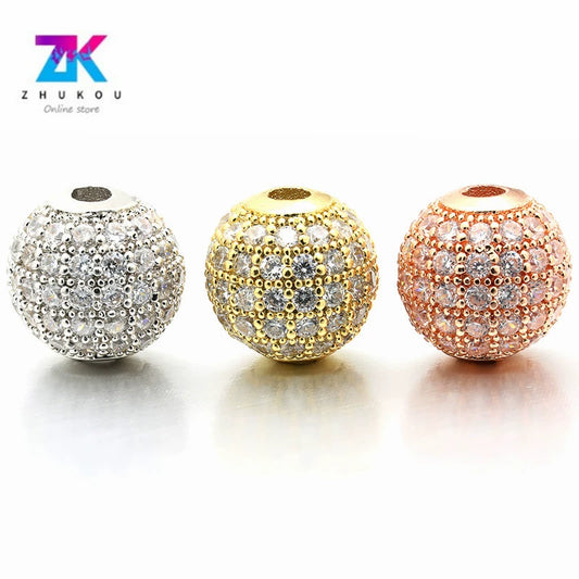 Copper Microinlaid Spherical Beads Bracelet Electroplated Beaded Jewelry
