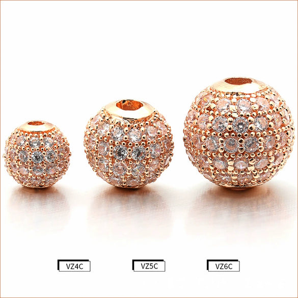 Copper Microinlaid Spherical Beads Bracelet Electroplated Beaded Jewelry
