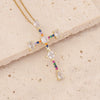 Copper Microinlaid Zircon Cross Pendant Hip Hop Fashion Necklace