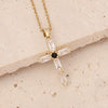 Copper Microinlaid Zircon Cross Pendant Hip Hop Fashion Necklace