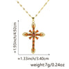 Copper Microinlaid Zircon Geometric Gold Plated Cross Pendant Lip Chain