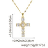 Copper Microinlaid Zircon Geometric Gold Plated Cross Pendant Lip Chain