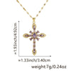 Copper Microinlaid Zircon Geometric Gold Plated Cross Pendant Lip Chain