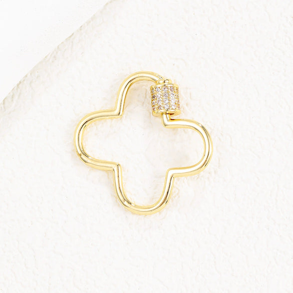 Copper Microinlaid Zircon Minimalist Geometric Butterfly Peach Heart Jewelry Buckle Pendant For Necklace Bracelet Connector Electroplated