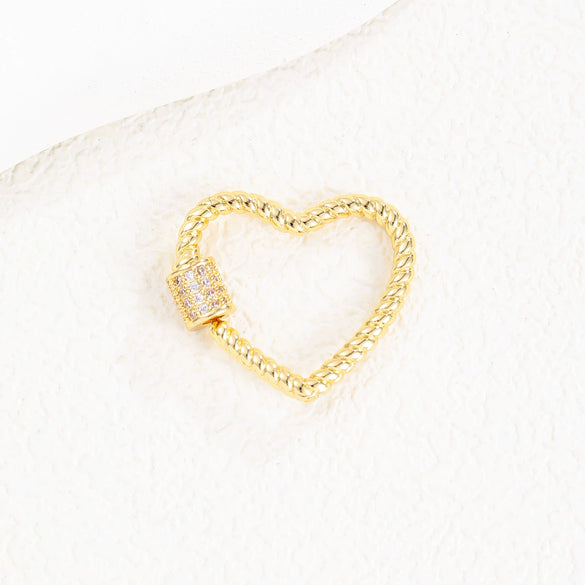 Copper Microinlaid Zircon Minimalist Geometric Butterfly Peach Heart Jewelry Buckle Pendant For Necklace Bracelet Connector Electroplated