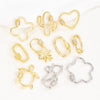 Copper Microinlaid Zircon Minimalist Geometric Butterfly Peach Heart Jewelry Buckle Pendant For Necklace Bracelet Connector Electroplated