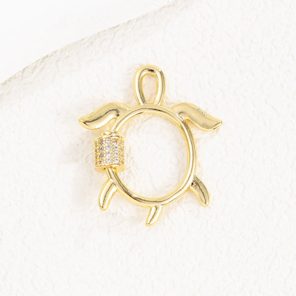 Copper Microinlaid Zircon Minimalist Geometric Butterfly Peach Heart Jewelry Buckle Pendant For Necklace Bracelet Connector Electroplated