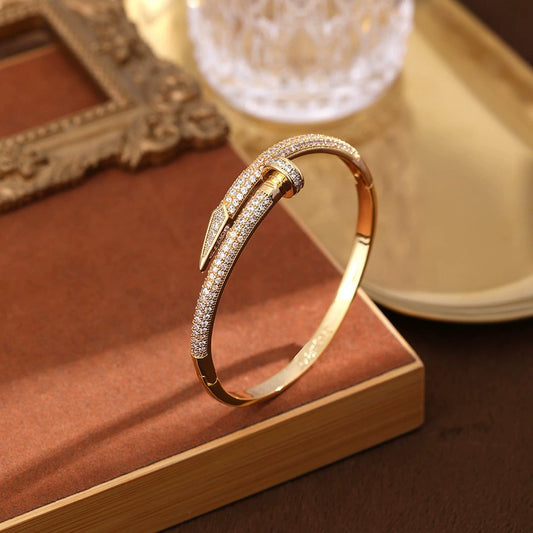 Copper Microinlaid Zircon Women's Bracelet With Festival Element And Diamond Design