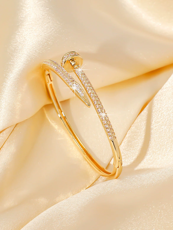 Copper Microinlaid Zircon Women's Bracelet With Festival Element And Diamond Design