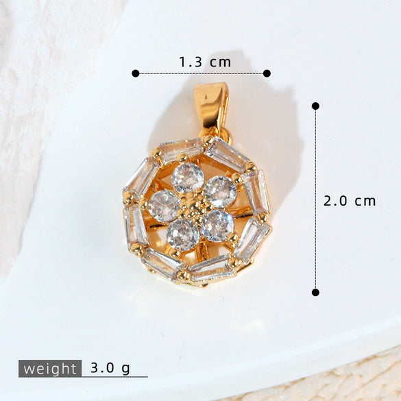 Copper Micropaved Pendant Necklace Accessories With Snowflake Eight Mans Star Leaf And Flower Patterns For Women