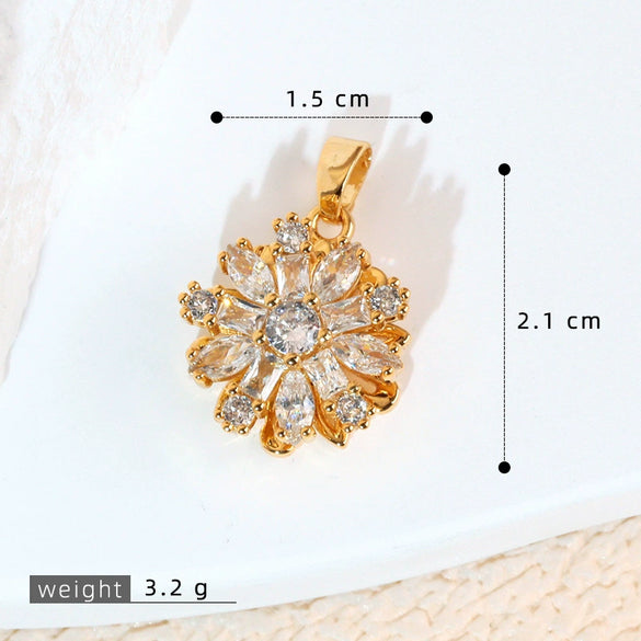 Copper Micropaved Pendant Necklace Accessories With Snowflake Eight Mans Star Leaf And Flower Patterns For Women