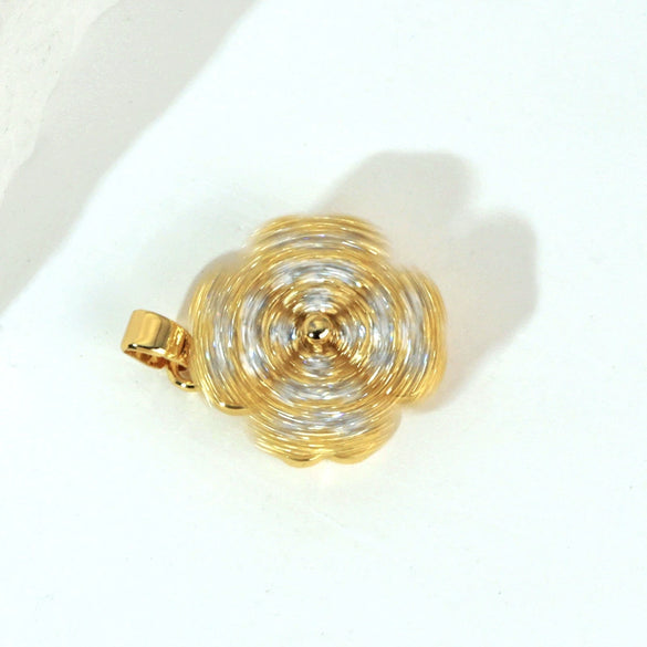 Copper Micropaved Rotating Fourleaf Flower Necklace Pendant Cartoon Plant Flower Jewelry Diy Accessory