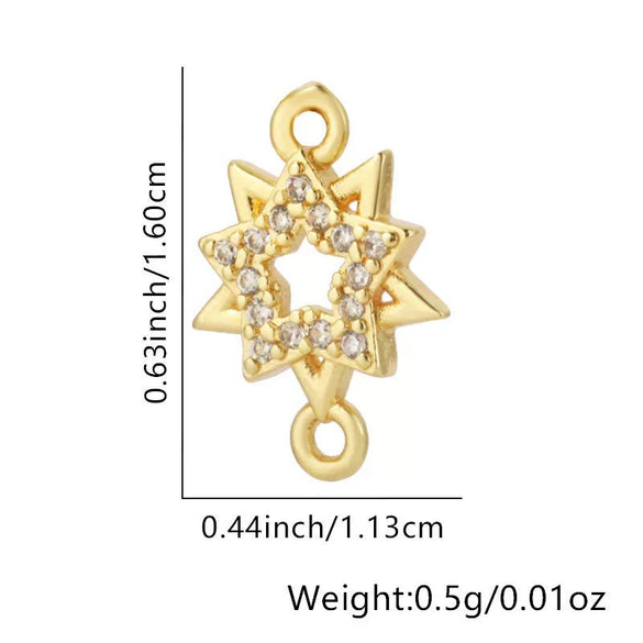Copper Micropaved Zircon Colorful Sixpointed Sunflower Geometric Fashion Diy Jewelry Connection Material