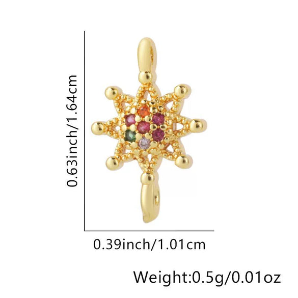 Copper Micropaved Zircon Colorful Sixpointed Sunflower Geometric Fashion Diy Jewelry Connection Material