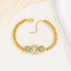Copper Micropaved Zircon Unisex Bracelets Real Gold Electroplated Punk Hiphop Style Double Leopard Head Cuban Chain