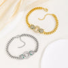 Copper Micropaved Zircon Unisex Bracelets Real Gold Electroplated Punk Hiphop Style Double Leopard Head Cuban Chain