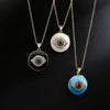 Copper Minimalist Geometric Clavicle Chain With Zircon And Devil's Eye Pendant