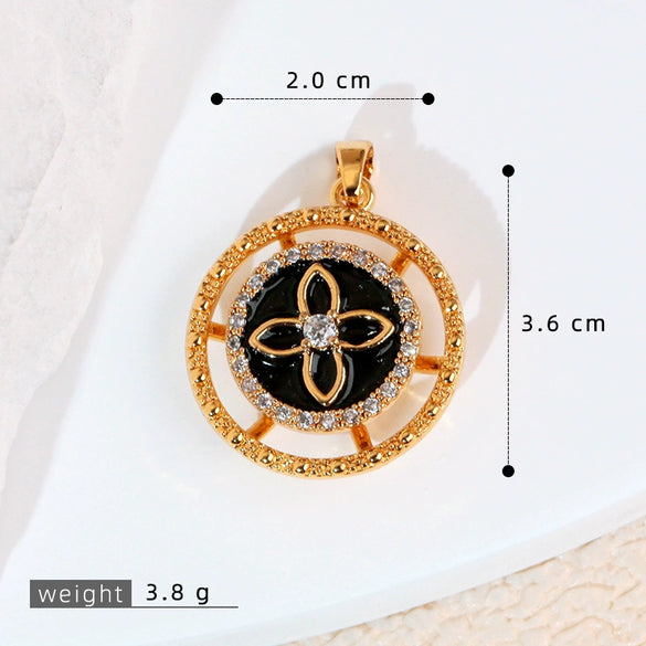 Copper Minimalist Rotatable Four Leaf Clover Flower Pendant Jewelry Accessories Electroplated
