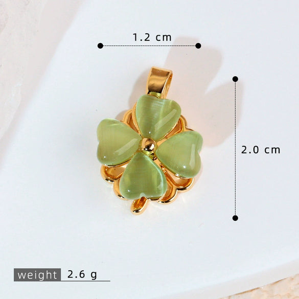 Copper Minimalist Rotatable Four Leaf Clover Flower Pendant Jewelry Accessories Electroplated