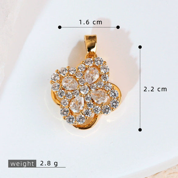 Copper Minimalist Rotatable Four Leaf Clover Flower Pendant Jewelry Accessories Electroplated