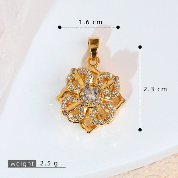 Copper Minimalist Rotatable Four Leaf Clover Flower Pendant Jewelry Accessories Electroplated
