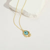 Copper Mixed Gemstone Inlay Geometric Devil's Eye Electroplated Pendant Necklace For Women