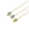Copper Mixed Gemstone Inlay Geometric Devil's Eye Electroplated Pendant Necklace For Women