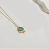 Copper Mixed Gemstone Inlay Geometric Devil's Eye Electroplated Pendant Necklace For Women