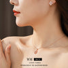 Copper Motherofpearl Clover Flower Earrings And Necklace Set With Zirconia Highend Fashion
