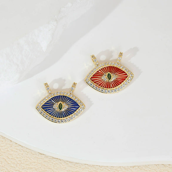Copper Multicolor Micro Eye Pendant Jewelry Dripping Oil Treatment Women's Necklace
