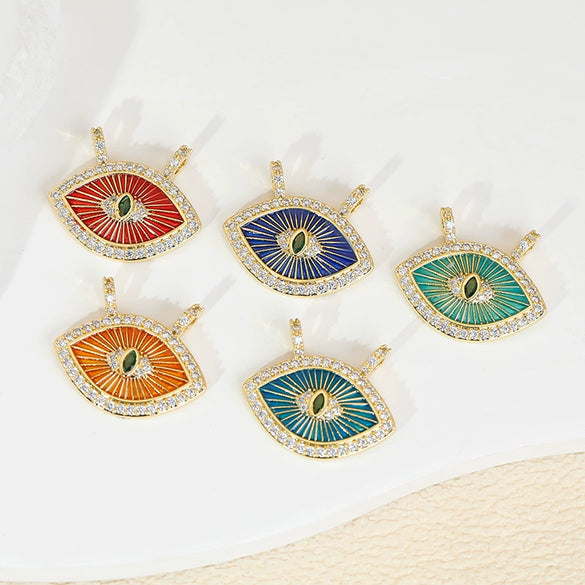 Copper Multicolor Micro Eye Pendant Jewelry Dripping Oil Treatment Women's Necklace