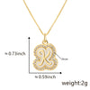 Copper Pendant Necklace With English Letters Edge Inlaid Zircon Electroplated For Women