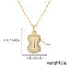 Copper Pendant Necklace With English Letters Edge Inlaid Zircon Electroplated For Women