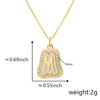Copper Pendant Necklace With English Letters Edge Inlaid Zircon Electroplated For Women