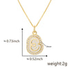 Copper Pendant Necklace With English Letters Edge Inlaid Zircon Electroplated For Women
