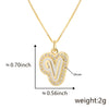 Copper Pendant Necklace With English Letters Edge Inlaid Zircon Electroplated For Women