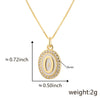Copper Pendant Necklace With English Letters Edge Inlaid Zircon Electroplated For Women