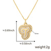 Copper Pendant Necklace With English Letters Edge Inlaid Zircon Electroplated For Women