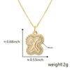 Copper Pendant Necklace With English Letters Edge Inlaid Zircon Electroplated For Women