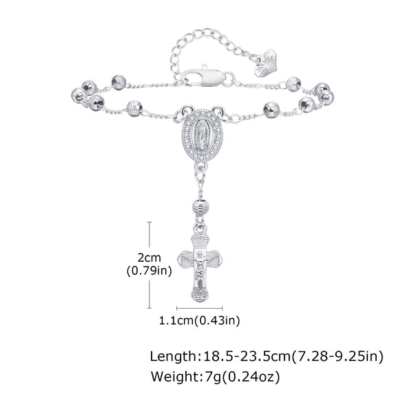 Copper Personality Flower Beads Oval Cross Bracelet For Women