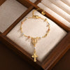 Copper Personality Flower Beads Oval Cross Bracelet For Women