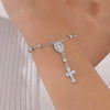 Copper Personality Flower Beads Oval Cross Bracelet For Women